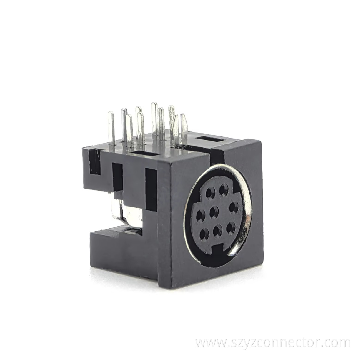 MINI DIN Connector Female Right Angle DIP Black Plastic 8P MINI DIN Connector Female Right Angle DIP Black Plastic 8P